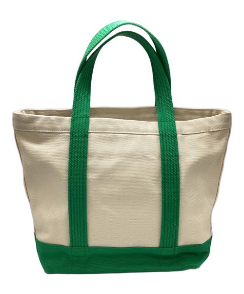 POLO RALPH LAUREN（ポロ・ラルフローレン）POLO RALPH LAUREN (ポロ・ラルフローレン) キャンバス スモール Polo ベア トート アイボリー×グリーンの古着・服飾アイテム