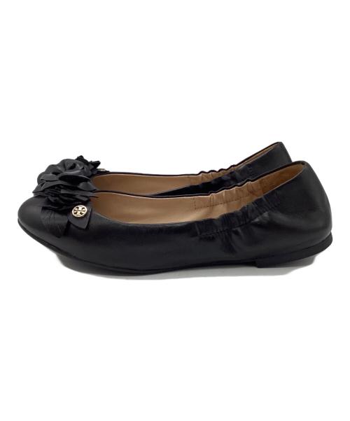 TORY BURCH（トリーバーチ）TORY BURCH (トリーバーチ) フラワーモチーフバレエシューズ ブラック サイズ:6 1/2の古着・服飾アイテム