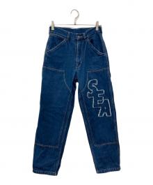 WIND AND SEA（ウィンダンシー）の古着「ダブルニーデニムパンツ」｜インディゴ