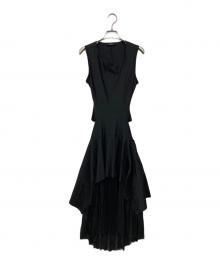 LIMI feu（リミフゥ）の古着「メッシュプリーツドレス」｜ブラック