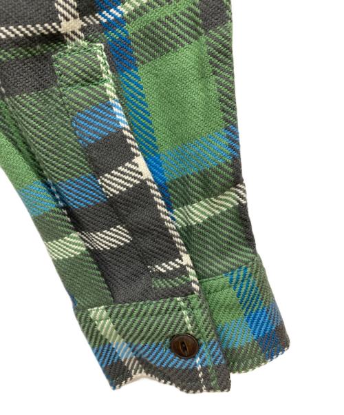 VANSON（バンソン）VANSON (バンソン) LOONEY TUNES (ルーニーチューンズ) 刺繍チェックシャツ グリーン×グレー サイズ:Sの古着・服飾アイテム