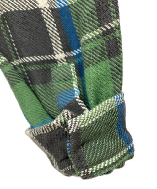 VANSON（バンソン）VANSON (バンソン) LOONEY TUNES (ルーニーチューンズ) 刺繍チェックシャツ グリーン×グレー サイズ:Sの古着・服飾アイテム