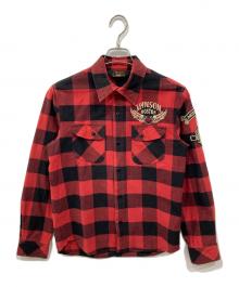 VANSON（バンソン）の古着「ウイング刺繍チェックシャツ」｜レッド×ブラック