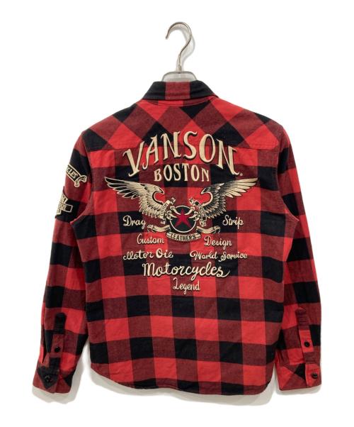 VANSON（バンソン）VANSON (バンソン) ウイング刺繍チェックシャツ レッド×ブラック サイズ:Sの古着・服飾アイテム