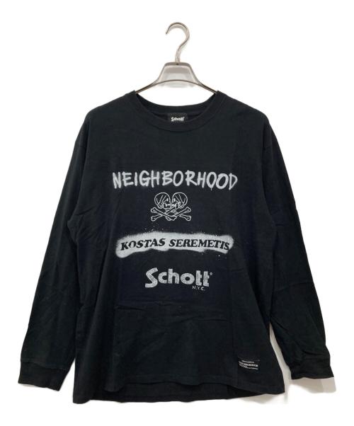 Schott（ショット）Schott (ショット) NEIGHBORHOOD (ネイバーフッド) KOSTAS SEREMETIS/LS T-SHIRTKOSTAS SEREMETIS/LS T-SHIRT ブラック サイズ:Lの古着・服飾アイテム