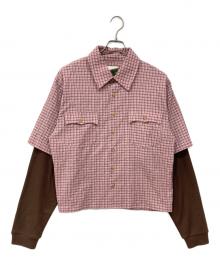Ballsy.Brothers（ボールジーブラザーズ）の古着「レイヤードチェックシャツ」｜ピンク