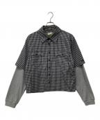 Ballsy.Brothersボールジーブラザーズ）の古着「レイヤードチェックシャツ」｜ブラック