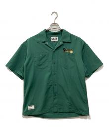 Schott（ショット）の古着「ローズ刺繍オープンカラーシャツ」｜グリーン