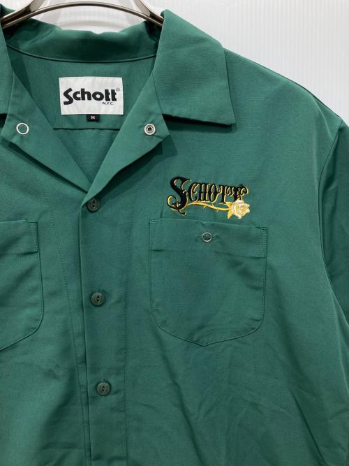 Schott（ショット）Schott (ショット) ローズ刺繍オープンカラーシャツ グリーン サイズ:Mの古着・服飾アイテム