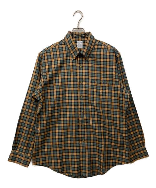 BROOKS BROTHERS（ブルックスブラザーズ）BROOKS BROTHERS (ブルックスブラザーズ) ボタンダウンシャツ ベージュ×グリーン サイズ:Lの古着・服飾アイテム
