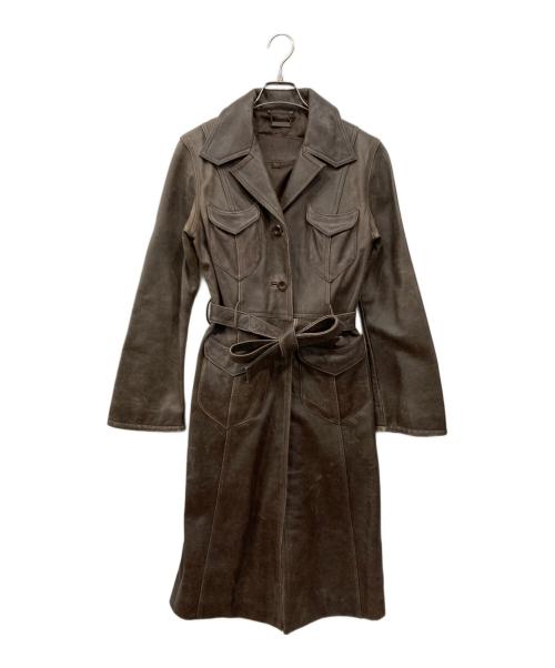 GUESS（ゲス）GUESS (ゲス) レザートレンチコート ブラウン サイズ:Sの古着・服飾アイテム
