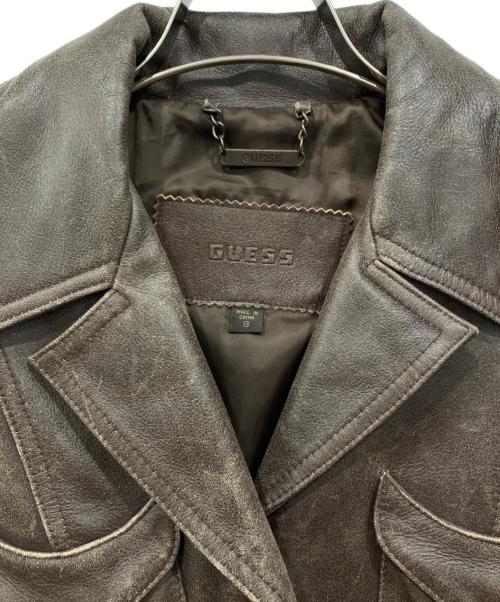 GUESS（ゲス）GUESS (ゲス) レザートレンチコート ブラウン サイズ:Sの古着・服飾アイテム