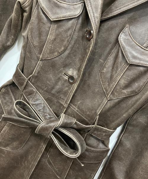 GUESS（ゲス）GUESS (ゲス) レザートレンチコート ブラウン サイズ:Sの古着・服飾アイテム