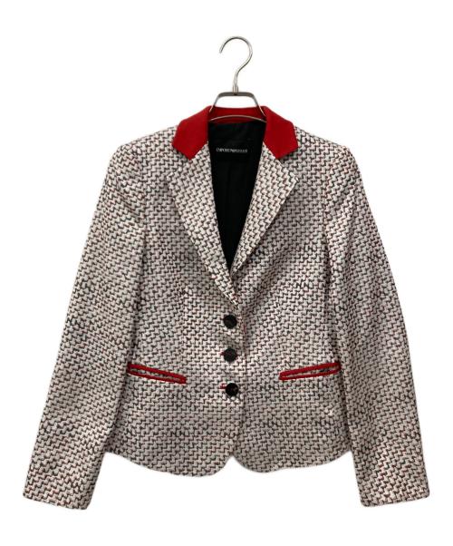 EMPORIO ARMANI（エンポリオアルマーニ）EMPORIO ARMANI (エンポリオアルマーニ) 3Bジャケット レッド×ホワイト サイズ:40の古着・服飾アイテム