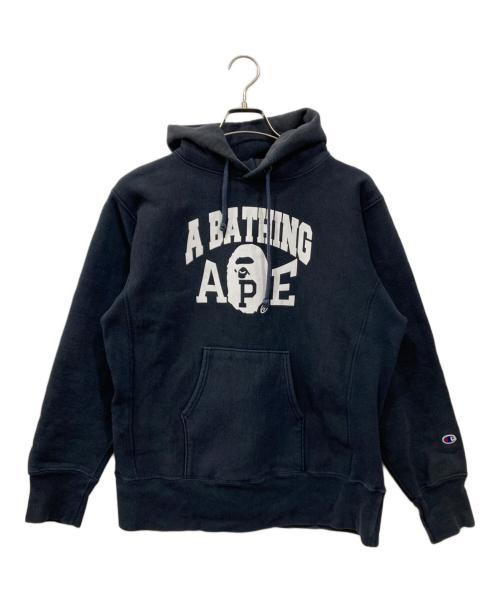 A BATHING APE（ア ベイシング エイプ）A BATHING APE (ア ベイシング エイプ) Champion (チャンピオン) リバースウィーブパーカー ネイビー サイズ:Lの古着・服飾アイテム