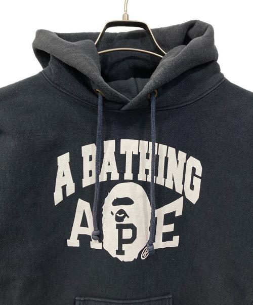 A BATHING APE（ア ベイシング エイプ）A BATHING APE (ア ベイシング エイプ) Champion (チャンピオン) リバースウィーブパーカー ネイビー サイズ:Lの古着・服飾アイテム