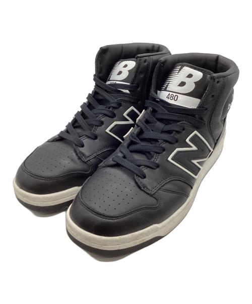 NEW BALANCE（ニューバランス）NEW BALANCE (ニューバランス) レザーハイカットスニーカー ブラック サイズ:27ｃｍの古着・服飾アイテム