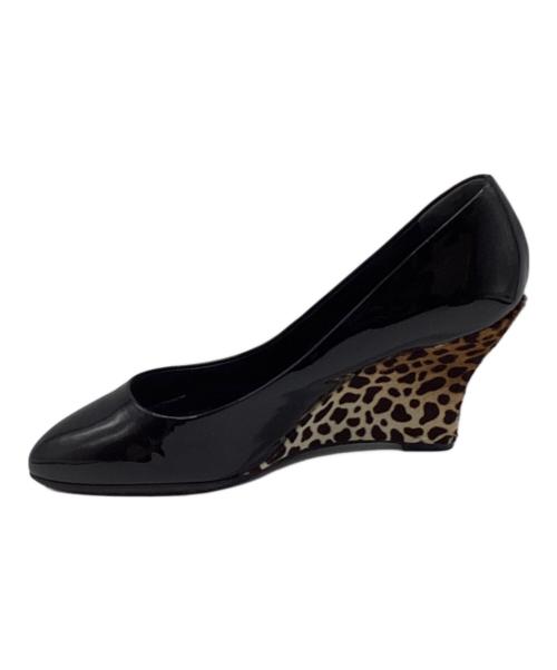 GUCCI（グッチ）GUCCI (グッチ) エナメル ハラコ ヒールパンプス ブラック サイズ:37 1/2の古着・服飾アイテム