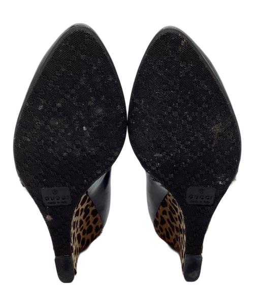 GUCCI（グッチ）GUCCI (グッチ) エナメル ハラコ ヒールパンプス ブラック サイズ:37 1/2の古着・服飾アイテム