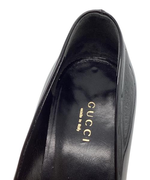 GUCCI（グッチ）GUCCI (グッチ) エナメル ハラコ ヒールパンプス ブラック サイズ:37 1/2の古着・服飾アイテム