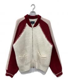 Matin Kim（マーティン・キム）の古着「ロゴニットジャケット」｜ホワイト×レッド