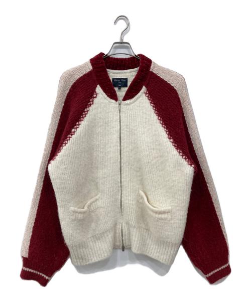 Matin Kim（マーティン・キム）Matin Kim (マーティン・キム) ロゴニットジャケット ホワイト×レッド サイズ: Freeの古着・服飾アイテム