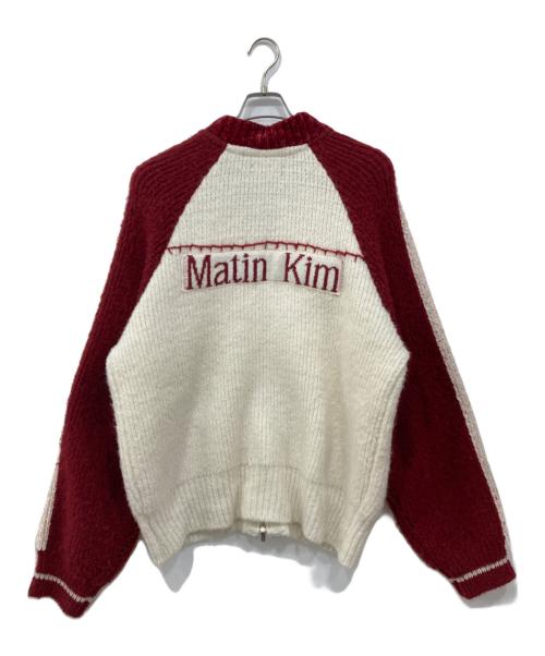 Matin Kim（マーティン・キム）Matin Kim (マーティン・キム) ロゴニットジャケット ホワイト×レッド サイズ: Freeの古着・服飾アイテム