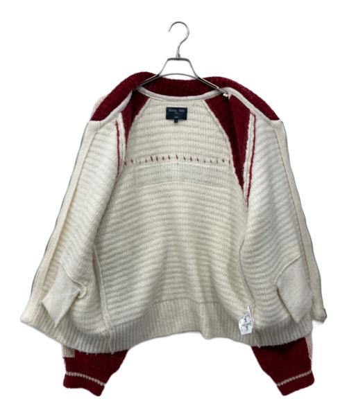 Matin Kim（マーティン・キム）Matin Kim (マーティン・キム) ロゴニットジャケット ホワイト×レッド サイズ: Freeの古着・服飾アイテム