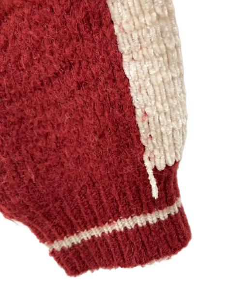 Matin Kim（マーティン・キム）Matin Kim (マーティン・キム) ロゴニットジャケット ホワイト×レッド サイズ: Freeの古着・服飾アイテム