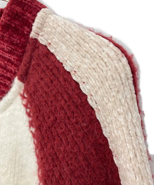 Matin Kim（マーティン・キム）Matin Kim (マーティン・キム) ロゴニットジャケット ホワイト×レッド サイズ: Freeの古着・服飾アイテム