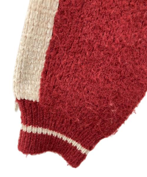 Matin Kim（マーティン・キム）Matin Kim (マーティン・キム) ロゴニットジャケット ホワイト×レッド サイズ: Freeの古着・服飾アイテム