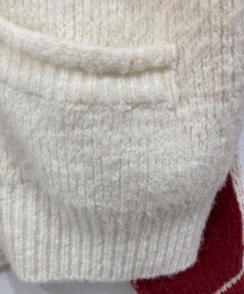 Matin Kim（マーティン・キム）Matin Kim (マーティン・キム) ロゴニットジャケット ホワイト×レッド サイズ: Freeの古着・服飾アイテム