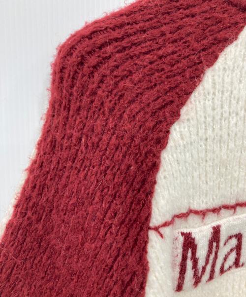 Matin Kim（マーティン・キム）Matin Kim (マーティン・キム) ロゴニットジャケット ホワイト×レッド サイズ: Freeの古着・服飾アイテム