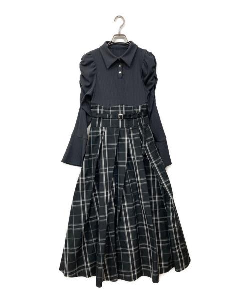 DazzliN（ダズリン）dazzlin (ダズリン) シャツカラーコルセットタックワンピース グレー×ブラック サイズ:Sの古着・服飾アイテム