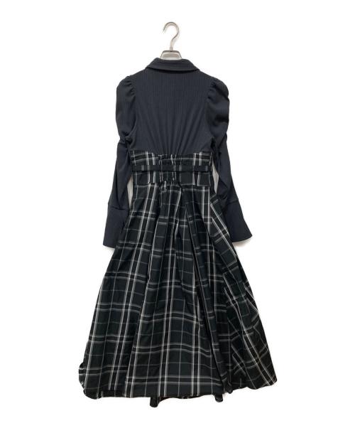 DazzliN（ダズリン）dazzlin (ダズリン) シャツカラーコルセットタックワンピース グレー×ブラック サイズ:Sの古着・服飾アイテム