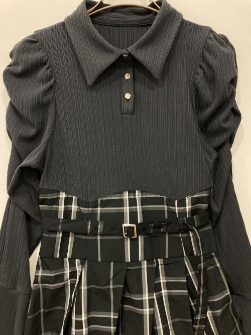 DazzliN（ダズリン）dazzlin (ダズリン) シャツカラーコルセットタックワンピース グレー×ブラック サイズ:Sの古着・服飾アイテム