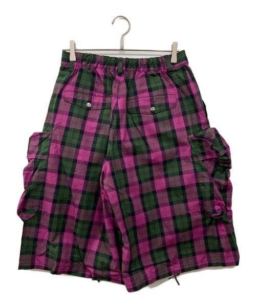 &ellecy（アンドエルシー）&ELLECY (アンドエルシー) チェックハーフカーゴパンツ グリーン×パープル サイズ:M 未使用品の古着・服飾アイテム