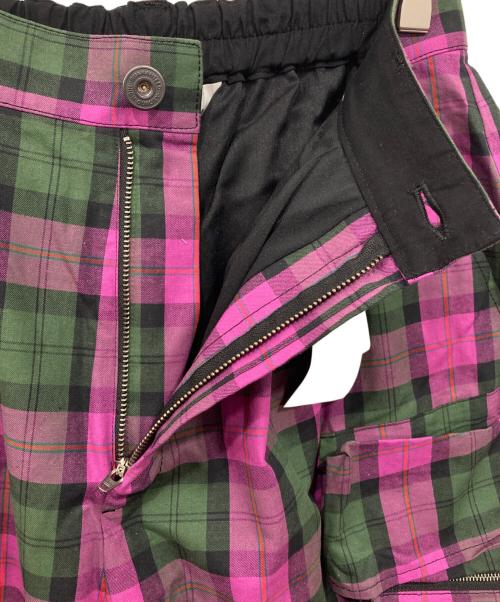 &ellecy（アンドエルシー）&ELLECY (アンドエルシー) チェックハーフカーゴパンツ グリーン×パープル サイズ:M 未使用品の古着・服飾アイテム