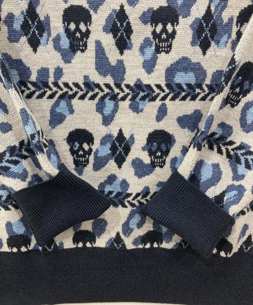 MARK&LONA（マークアンドロナ）MARK&LONA (マークアンドロナ) レオパード柄タートルネックニット ブルー サイズ:Sの古着・服飾アイテム