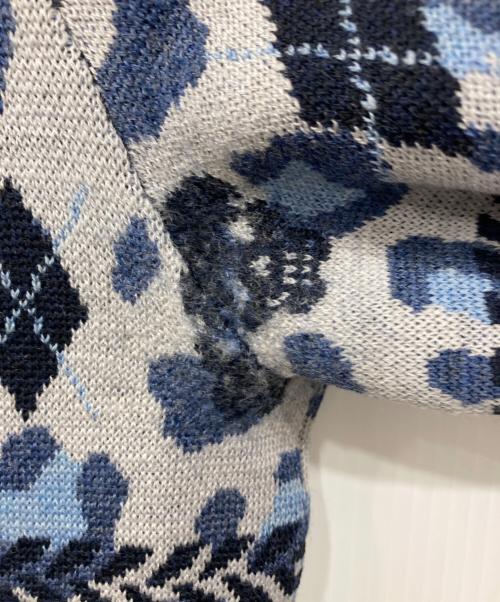 MARK&LONA（マークアンドロナ）MARK&LONA (マークアンドロナ) レオパード柄タートルネックニット ブルー サイズ:Sの古着・服飾アイテム