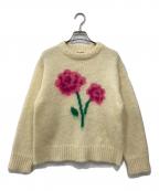 CHILD WOMANチャイルドウーマン）の古着「花モチーフ起毛インターシャプルオーバー」｜アイボリー