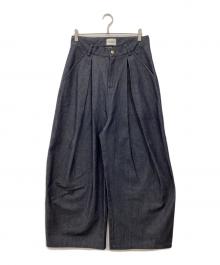 2IDIOTS LABEL（トゥーイディオッツ レーベル）の古着「スーパーワイドタックデニムパンツ」｜インディゴ