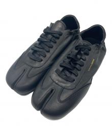 6CRAYON DESIGN（シックスクレヨン）の古着「タビレザースリッポンスニーカー」｜ブラック