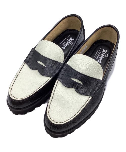 THE KENFORD（ケンフォード）The Kenford (ケンフォード) ペイズリーバイカラーローファー ブラック×ホワイト サイズ:25.5cmの古着・服飾アイテム