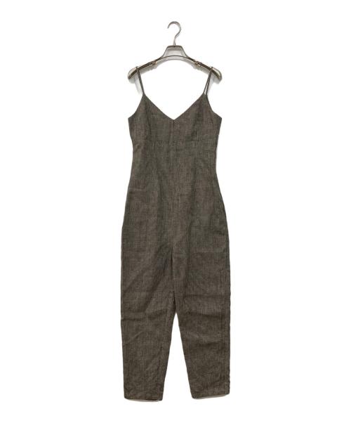 THIRD MAGAZINE（サードマガジン）THIRD MAGAZINE (サードマガジン) リネン千鳥格子サロペット ベージュ×ブラック サイズ:9の古着・服飾アイテム