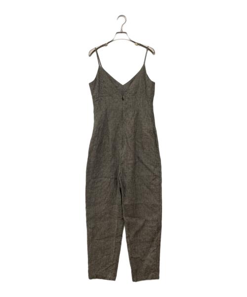 THIRD MAGAZINE（サードマガジン）THIRD MAGAZINE (サードマガジン) リネン千鳥格子サロペット ベージュ×ブラック サイズ:9の古着・服飾アイテム