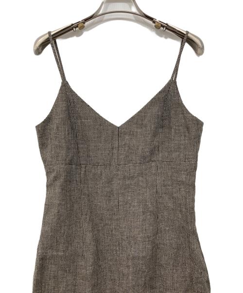 THIRD MAGAZINE（サードマガジン）THIRD MAGAZINE (サードマガジン) リネン千鳥格子サロペット ベージュ×ブラック サイズ:9の古着・服飾アイテム