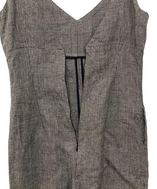 THIRD MAGAZINE（サードマガジン）THIRD MAGAZINE (サードマガジン) リネン千鳥格子サロペット ベージュ×ブラック サイズ:9の古着・服飾アイテム