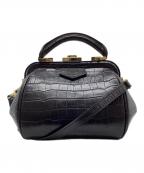 LAPLUMEラプリュム）の古着「クロコ型押しハンドバッグ」｜ブラック