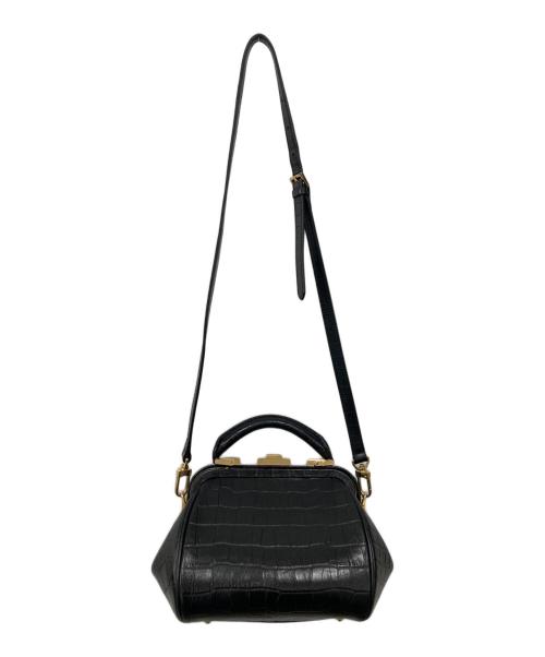 LAPLUME（ラプリュム）LAPLUME (ラプリュム) クロコ型押しハンドバッグ ブラックの古着・服飾アイテム